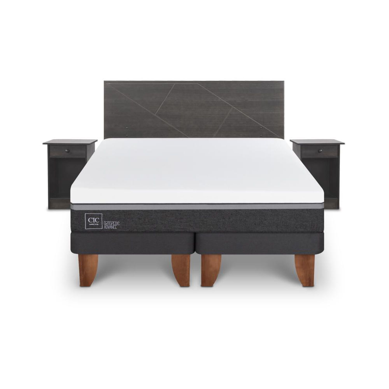 Cama Europea Cic Ortopedic Advance / 2 Plazas / Base Dividida + Set De Maderas image number 0.0