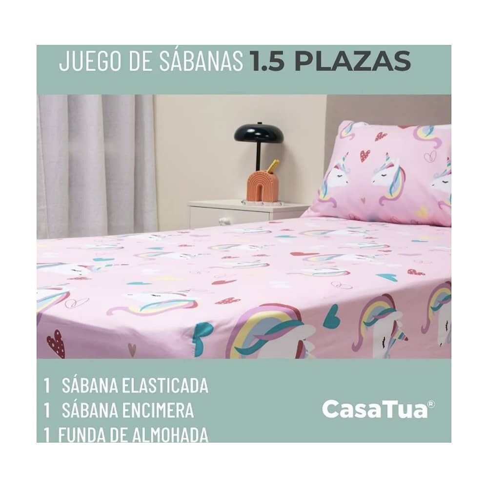 Sabanas 1,5 Plaza Ni&ntilde;a Ni&ntilde;o Estampadas + Funda Almohada Casatua image number 2.0