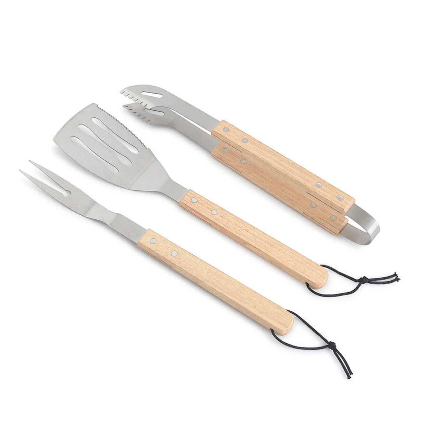 Set Parrillero 3 Pzs Espatula Horquilla Pinza 39cm Mango Madera image number 1.0
