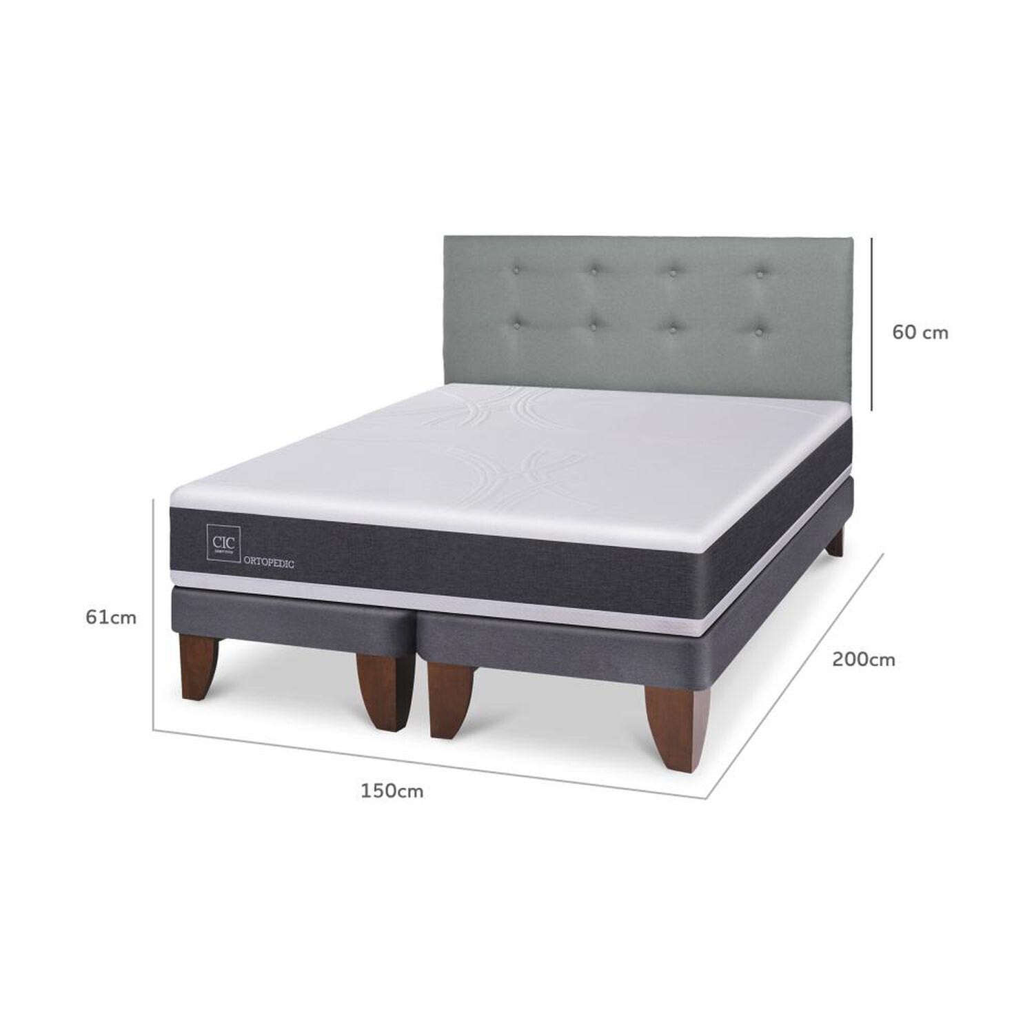 Cama Europea Cic Ortopedic / 2 Plazas / Base Dividida + Respaldo image number 3.0