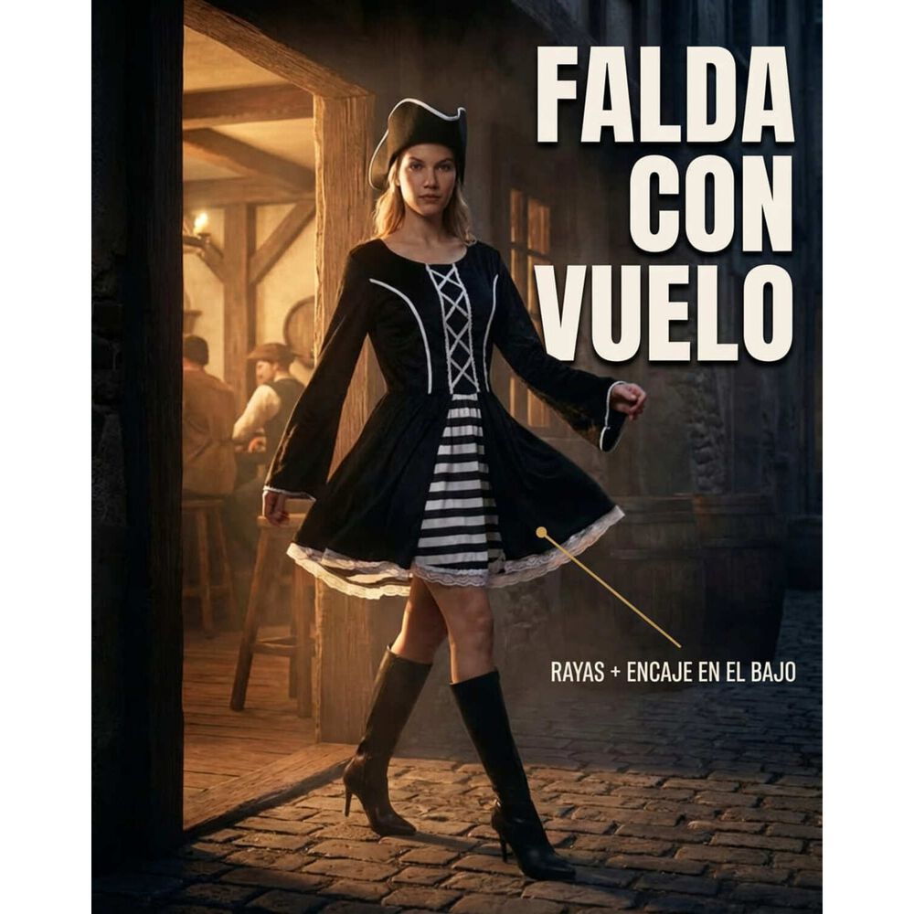 Disfraz Premium Blue Pirata Corsario Mujer image number 5.0