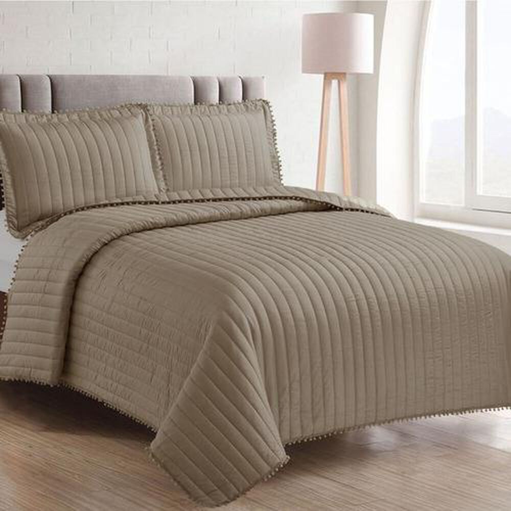 Quilt Andes Pom Pom Taupe 1.5 Plazas image number 0.0