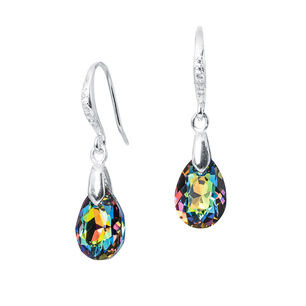 Aros Gota De Luz Plata Italiana 925 Y Cristales Genuinos Vitral Medium