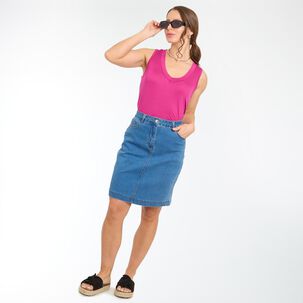 Polera Lisa Con Tajali Al Costado Sin Mangas Cuello V Mujer Geeps