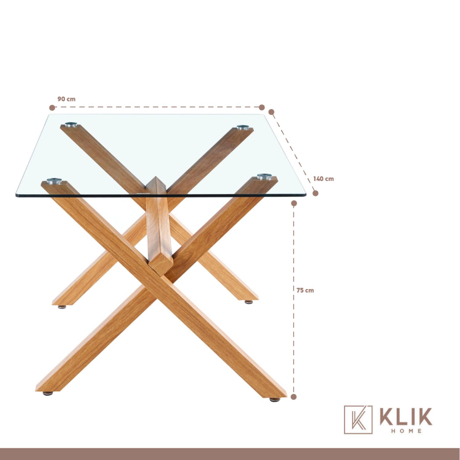 Comedor Mesa De Vidrio Cross 140x90 + 6 Sillas Crossback Madera Negras image number 4.0