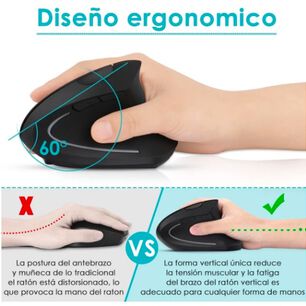 Mouse Vertical Inal&aacute;mbrico Ergon&oacute;mico Carga Usb