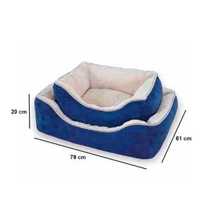 Cama Acolchonada Para Mascotas Color Azul 79x61x20 Cm