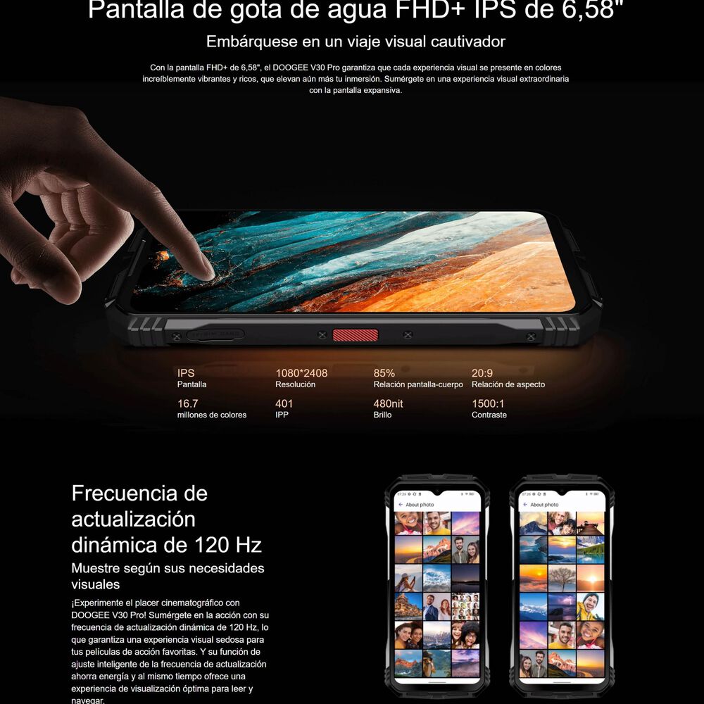 Doogee V30 Pro Resistente A Golpes, Polvo, Humedad Y Agua / Bater&iacute;a Potente, C&aacute;mara Visi&oacute;n Nocturna, Potente Parlante image number 5.0