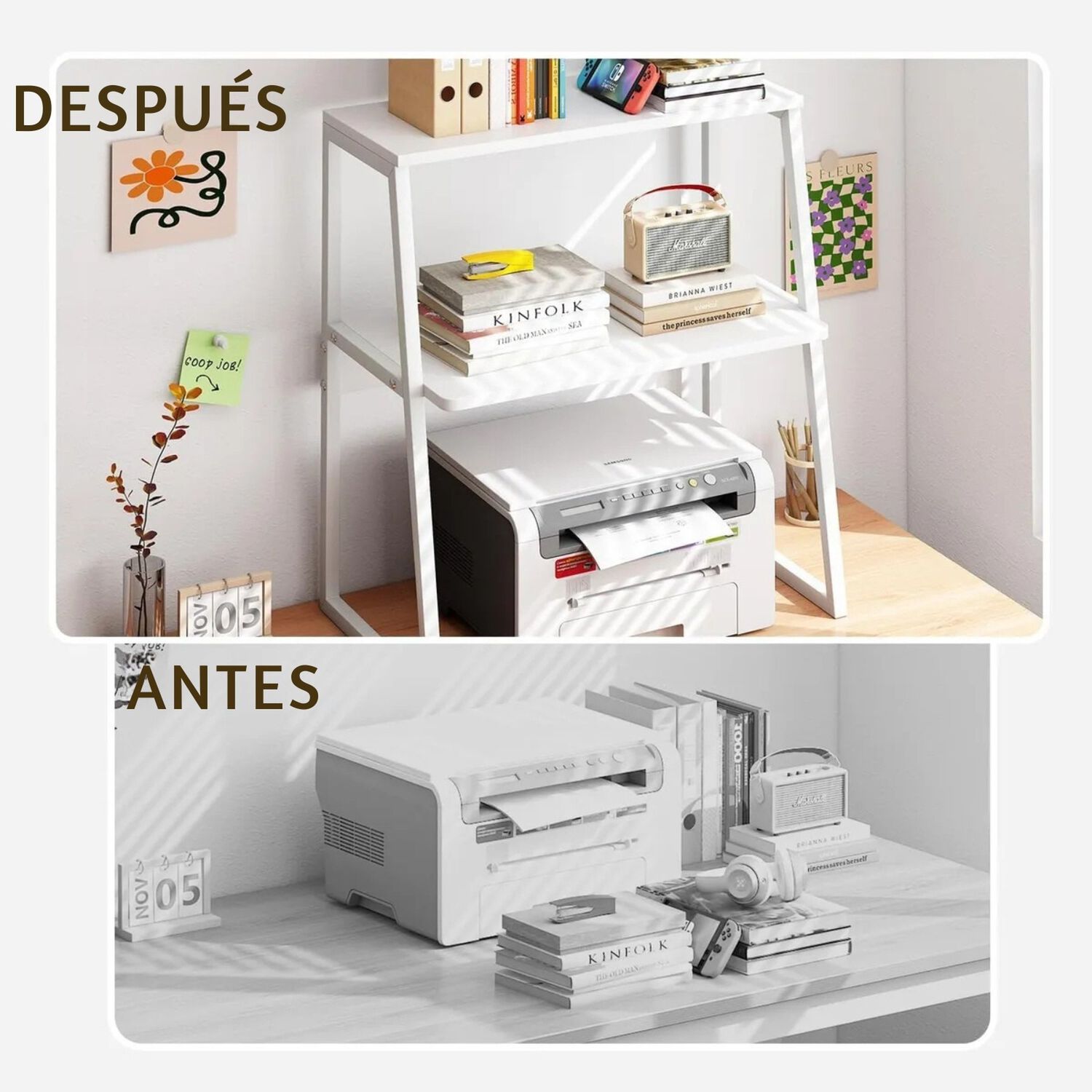 Soporte Para Impresoras 2 Niveles Mdf Blanco image number 5.0