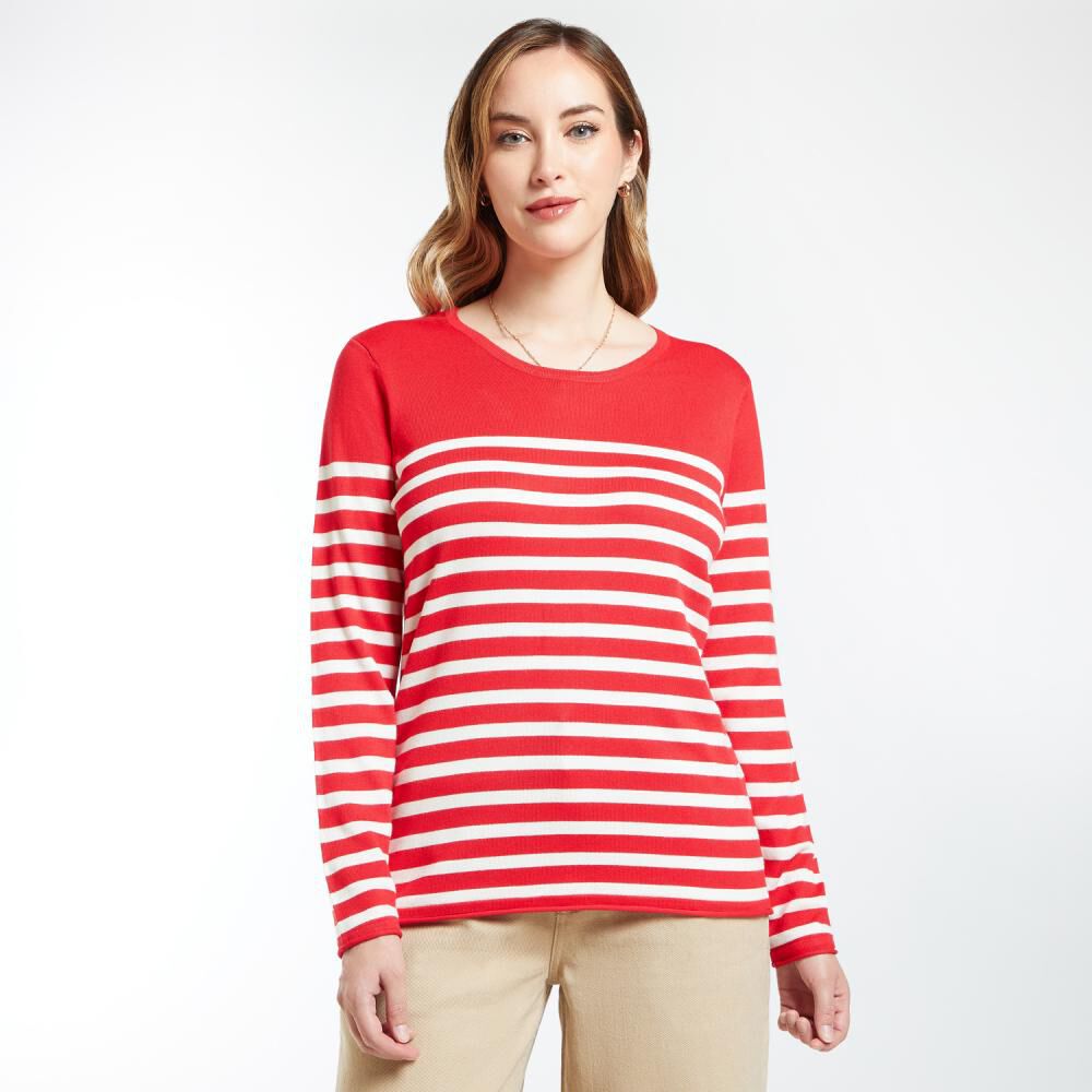 Sweater Listado Regular Cuello Redondo Mujer Geeps image number 0.0