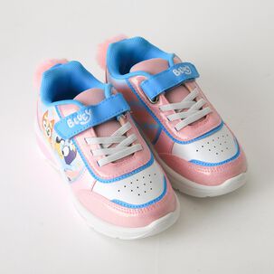 Zapatilla Luces Ni&ntilde;a Velcro Pomp&oacute;n Rosado Bingo & Bluey