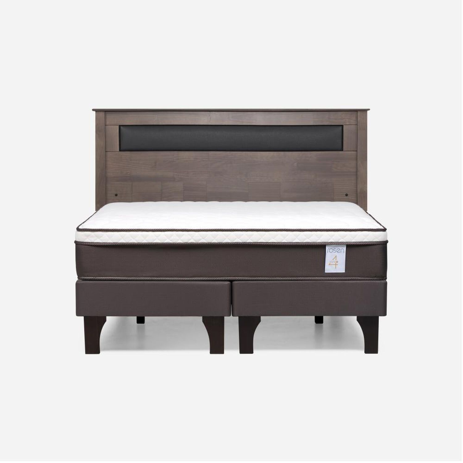 Cama Europea Rosen New Style 4 Plus / 2 Plazas / Base Dividida  + Respaldo Ferrara Gris image number 0.0