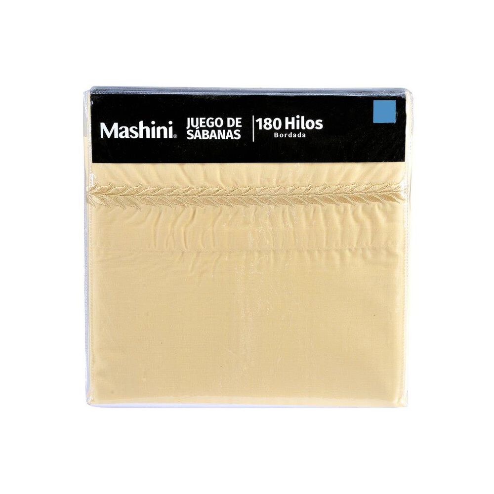 Sabana Bordadas 180 Hilos Mashini 1.5 P Ramas Amarillo image number 2.0