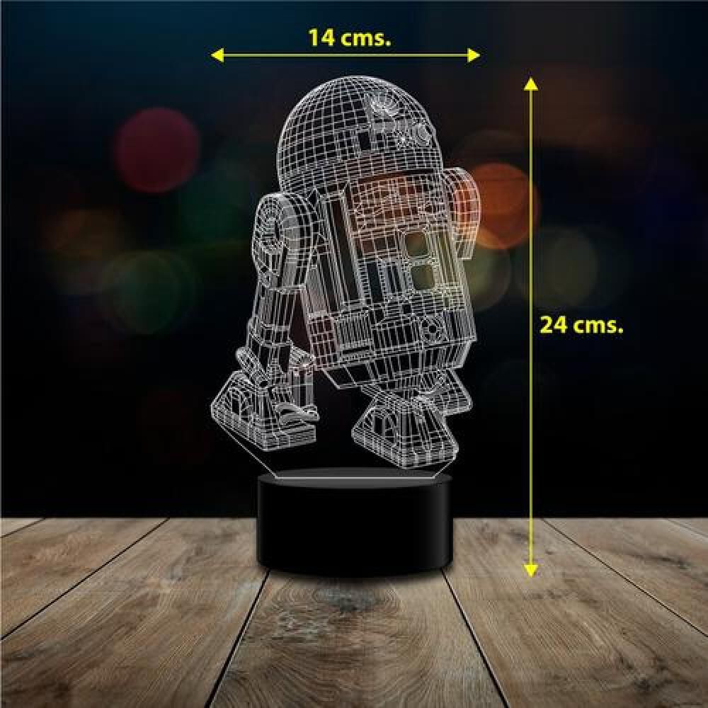Lámpara 3d 7 Colores R2d2 Star Wars + Control Remoto image number 2.0