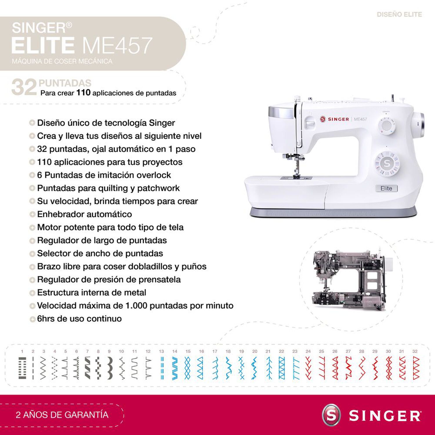 M&aacute;quina De Coser Singer Elite Me457 image number 1.0