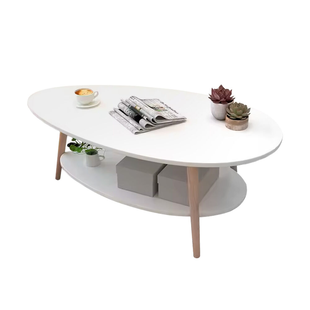 Mesa De Centro Ovalada Moderna Minimalista Con Almacenamiento image number 0.0