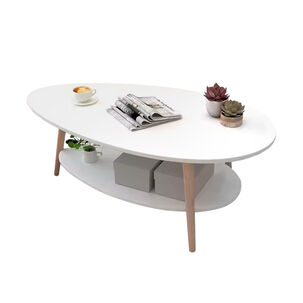Mesa De Centro Ovalada Moderna Minimalista Con Almacenamiento