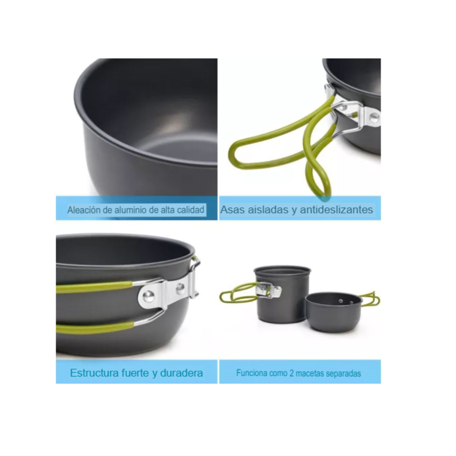 Set Ollas Camping Con Cocinilla Cubiertos 7 Piezas Acampada image number 5.0
