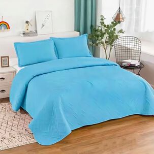 Cubrecama Quilt De Verano 2 Plazas Celeste
