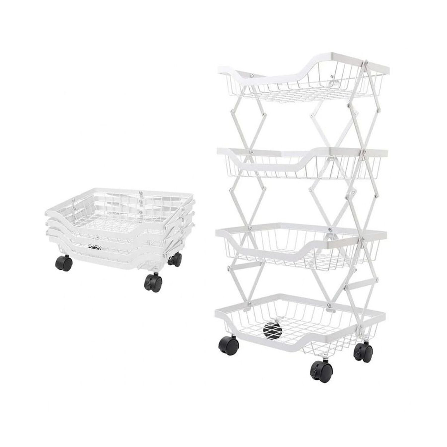 Organizador Multiuso Carrito Auxiliar 4 Niveles Ruedas Blanco image number 2.0