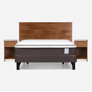 Cama Europea Rosen New Style 4 Plus / 2 Plazas / Base Normal + Set De Maderas Tabor Caramelo
