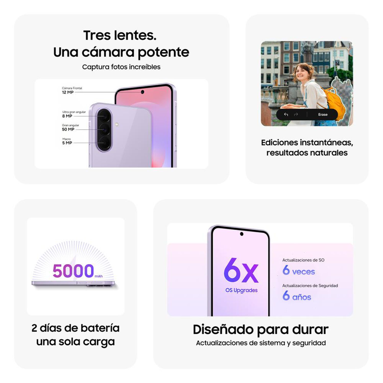 Smartphone Samsung Galaxy A37 / 5G / 128 GB / Awesome Lavender / Liberado image number 3.0