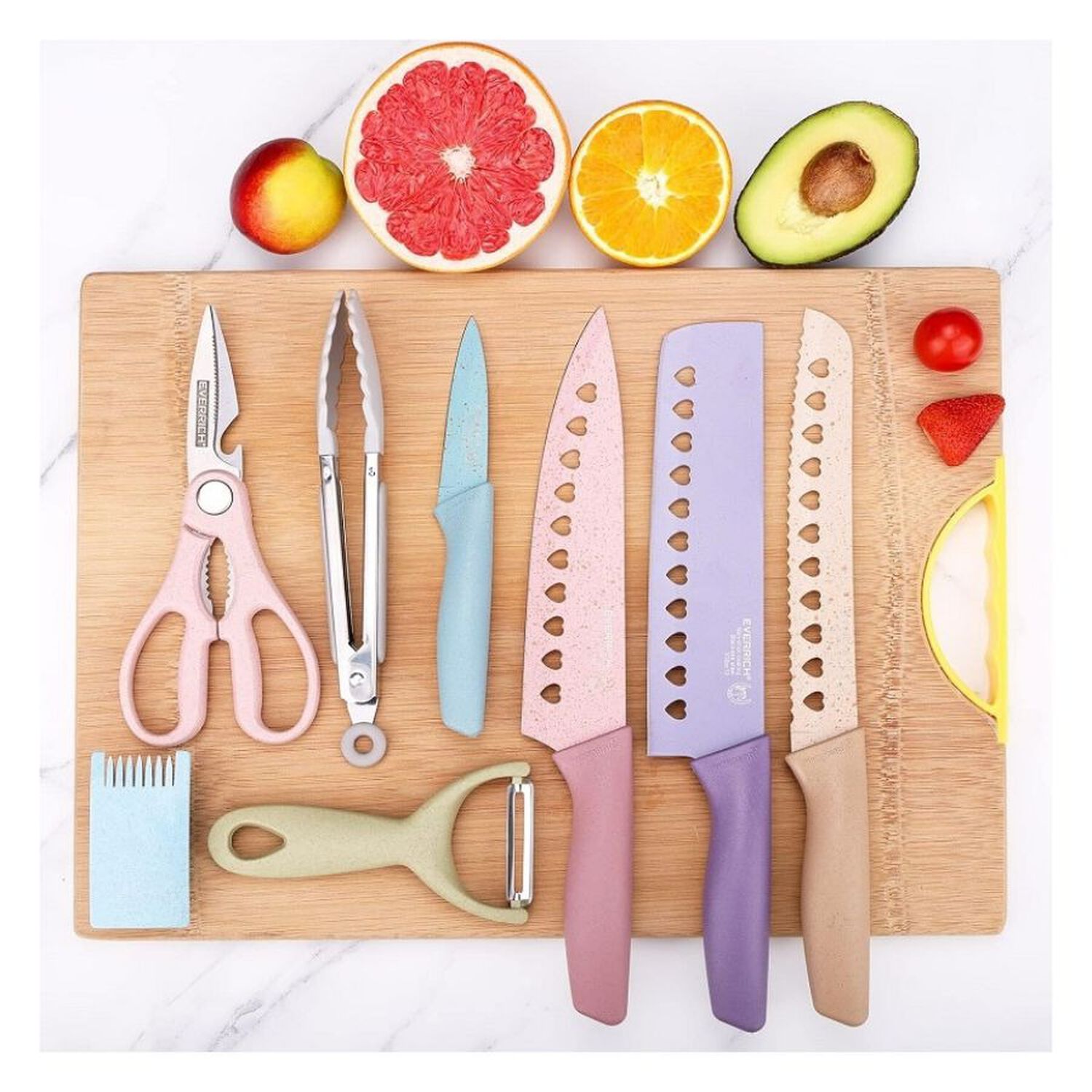 Set Cuchillos Cocina Evdrtverh 8 Piezas Antiadherente Pastel image number 1.0