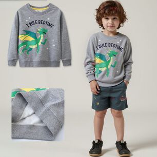 Poler&oacute;n Ni&ntilde;o Manga Larga 100% Algod&oacute;n Gris Dragon