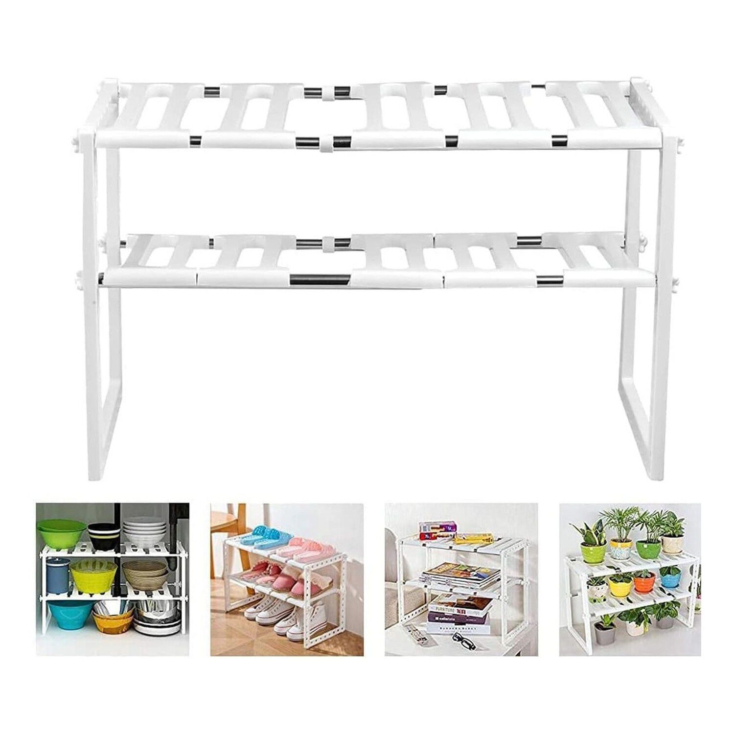 Organizador Estante Cocina Bajo Fregadero Ajustable Blanco image number 0.0