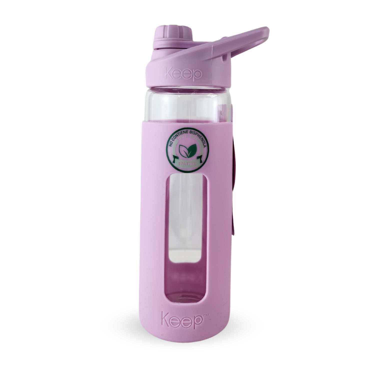 Botella Keep 470ml Vidrio Protector Agua Deportes Outdoor Lila image number 0.0