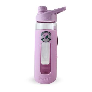 Botella Keep 470ml Vidrio Protector Agua Deportes Outdoor Lila