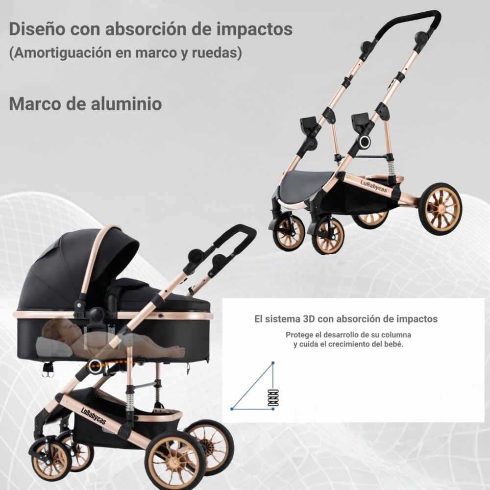 Coche Cuna Con Silla Nido Y Accesorios Lubabycas Gris image number 3.0
