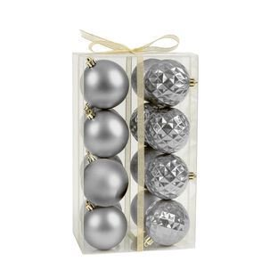 16 Esferas Navidad Bambalina 8 Cm Plateado Navideñas Decorar 16 Esferas Navidad Bambalina 8 Cm Plateado Navideñas Decorar