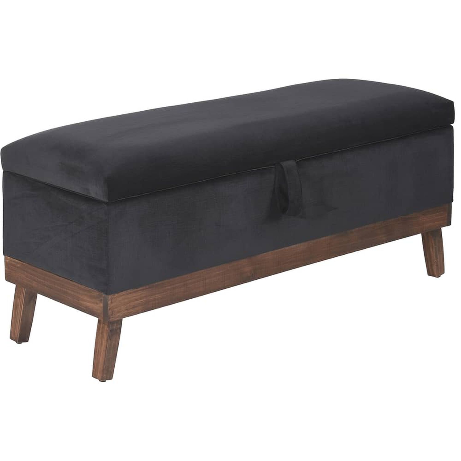 Banqueta Con Ba&uacute;l Incy Negro Felpa 120x40x50 Cm M&aacute;xima Design image number 1.0