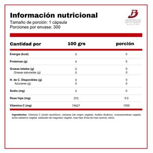 Vitamina C 1000 Mg Plus Con Rosa Mosqueta 300 Caps