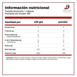 Vitamina C 1000 Mg Plus Con Rosa Mosqueta 300 Caps