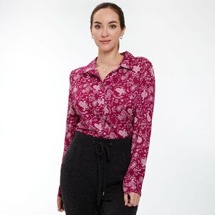Blusa Manga Larga Cuello Camisero Mujer Lesage
