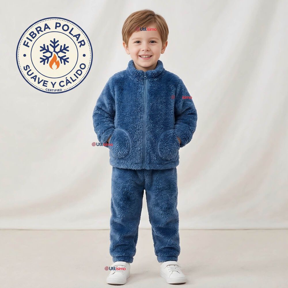 Conjunto 2 Piezas Buzo Poler&oacute;n Pantal&oacute;n Bebe Ni&ntilde;o Poli&eacute;ster Blue image number 0.0