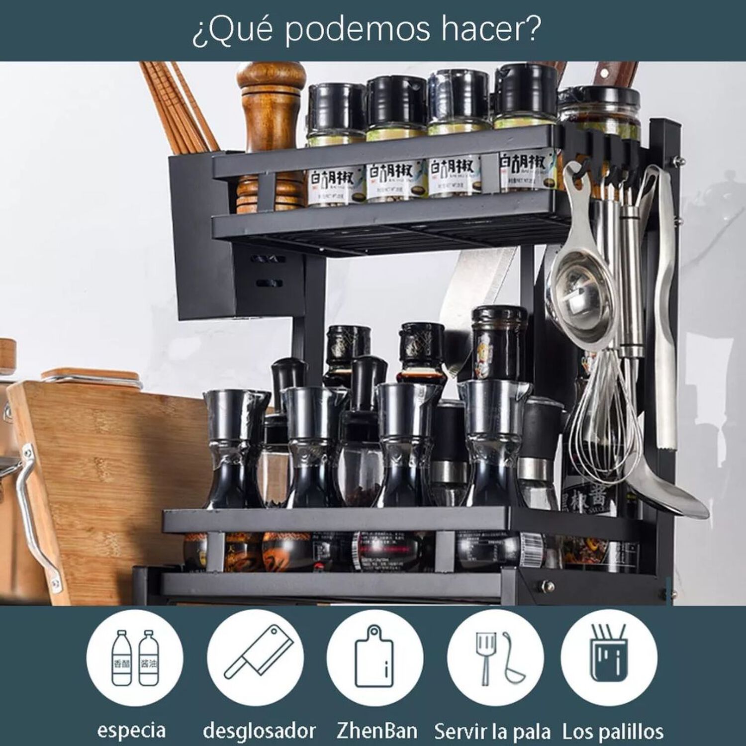Estante Para Especias Organizador De Cocina Especiero 2 Niveles Multifuncional image number 1.0