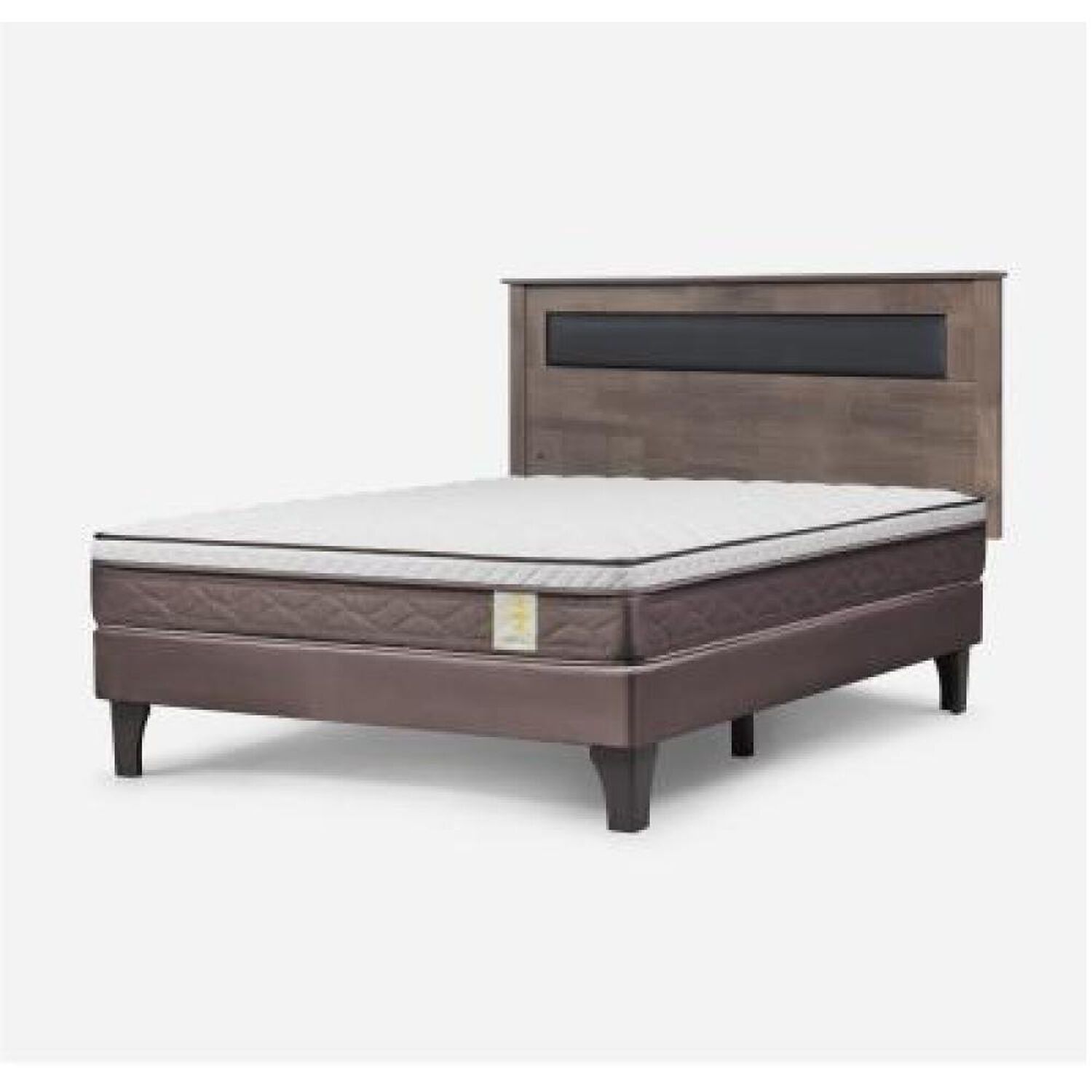 Cama Europea Rosen New Style 4 Plus / 2 Plazas / Base Normal  + Respaldo Ferrara Gris image number 8.0