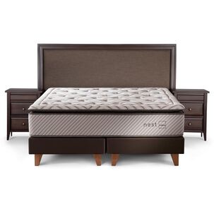 Cama Europea Rosen Nest / King / Base Dividida + Set De Maderas Nolita Chocolate