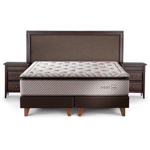 Cama Europea Rosen Nest / King / Base Dividida + Set De Maderas Nolita Chocolate