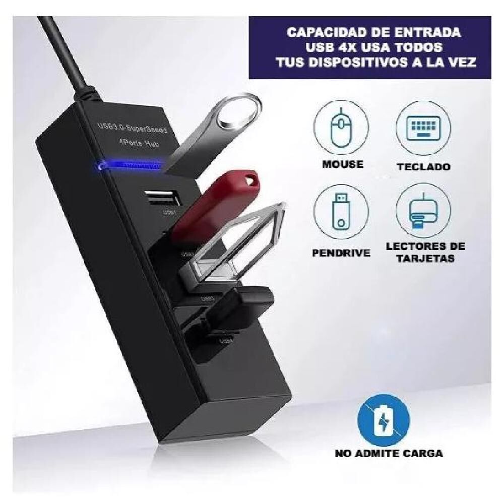 Hub 4 Puertos Multi Usb 3.0 Indicador Luz Led Adaptador image number 6.0