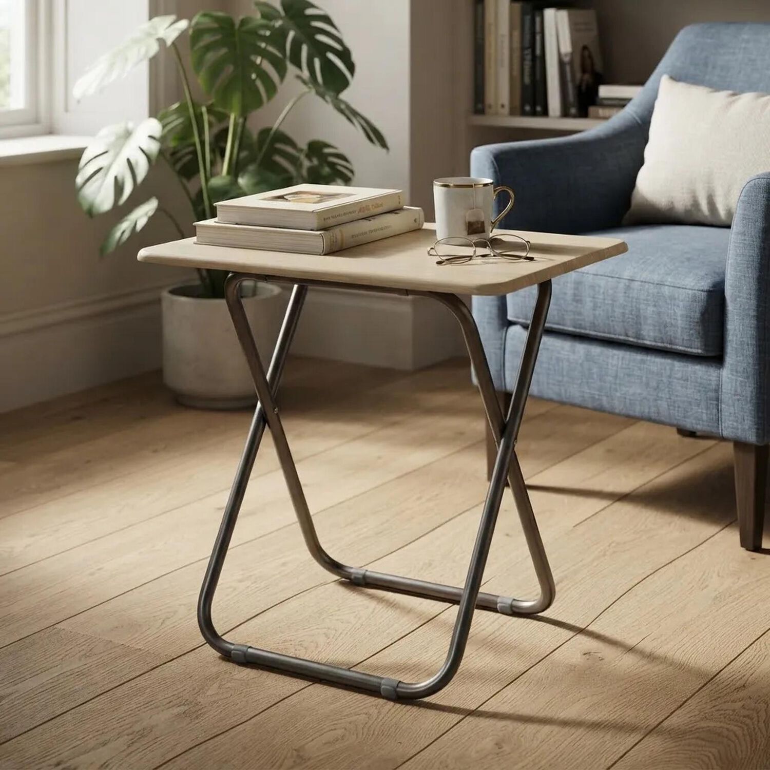 Mesa Plegable Port&aacute;til Auxiliar Multiuso Liviana Caf&eacute; Claro image number 0.0