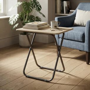 Mesa Plegable Port&aacute;til Auxiliar Multiuso Liviana Caf&eacute; Claro