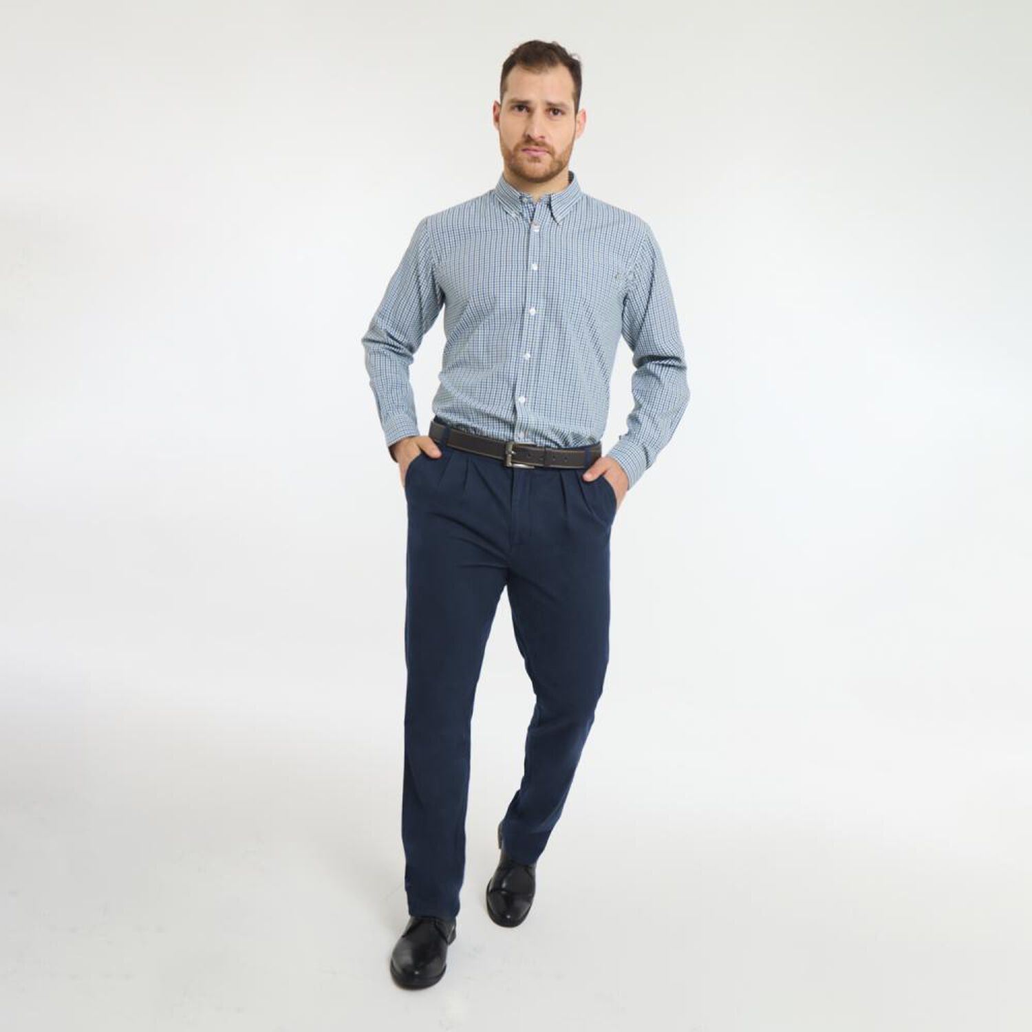 Pantal&oacute;n Liso Tiro Medio Regular Hombre Herald image number 1.0