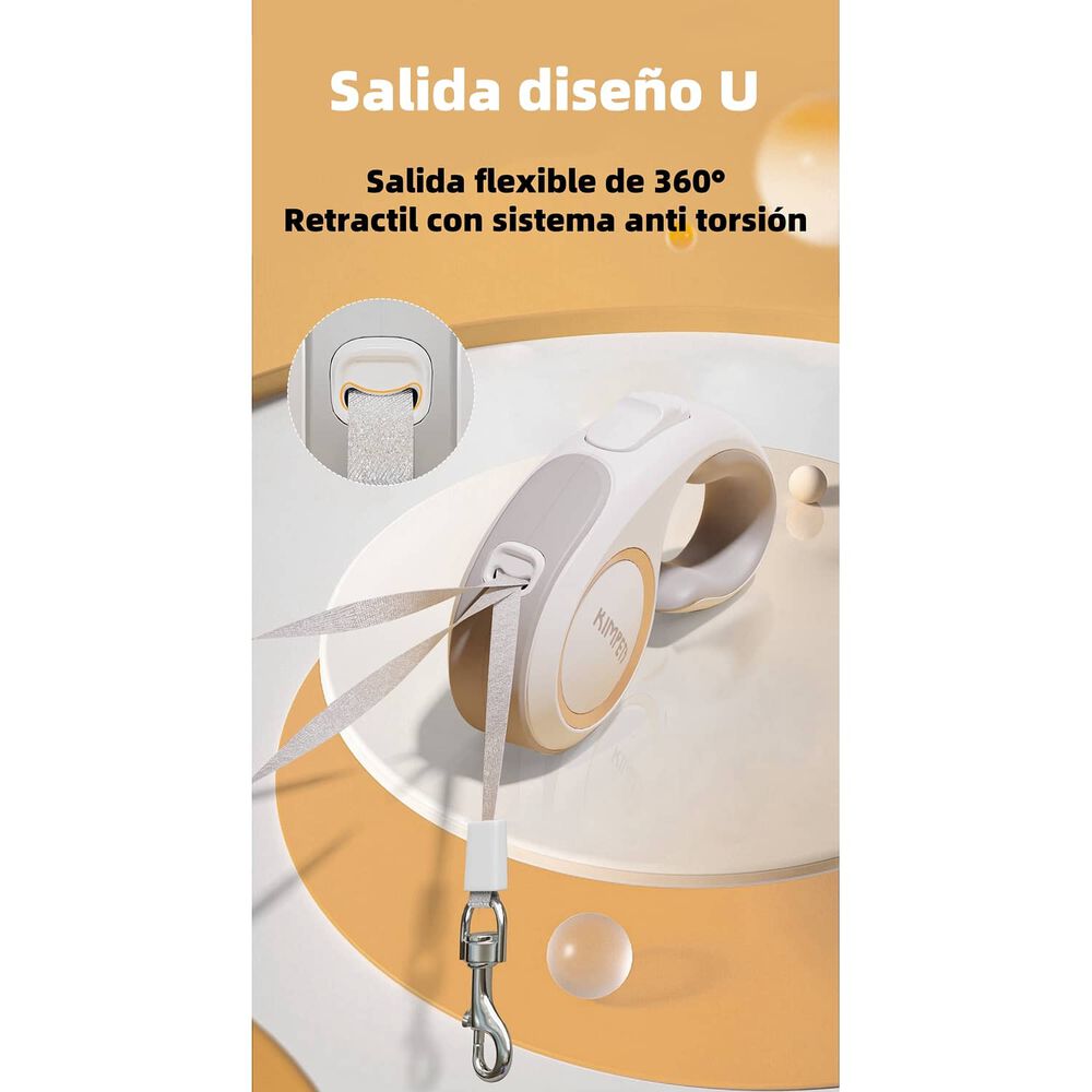 Correa Retr&aacute;ctil Para Mascotas 5mts Dorada By Lubabycas image number 3.0