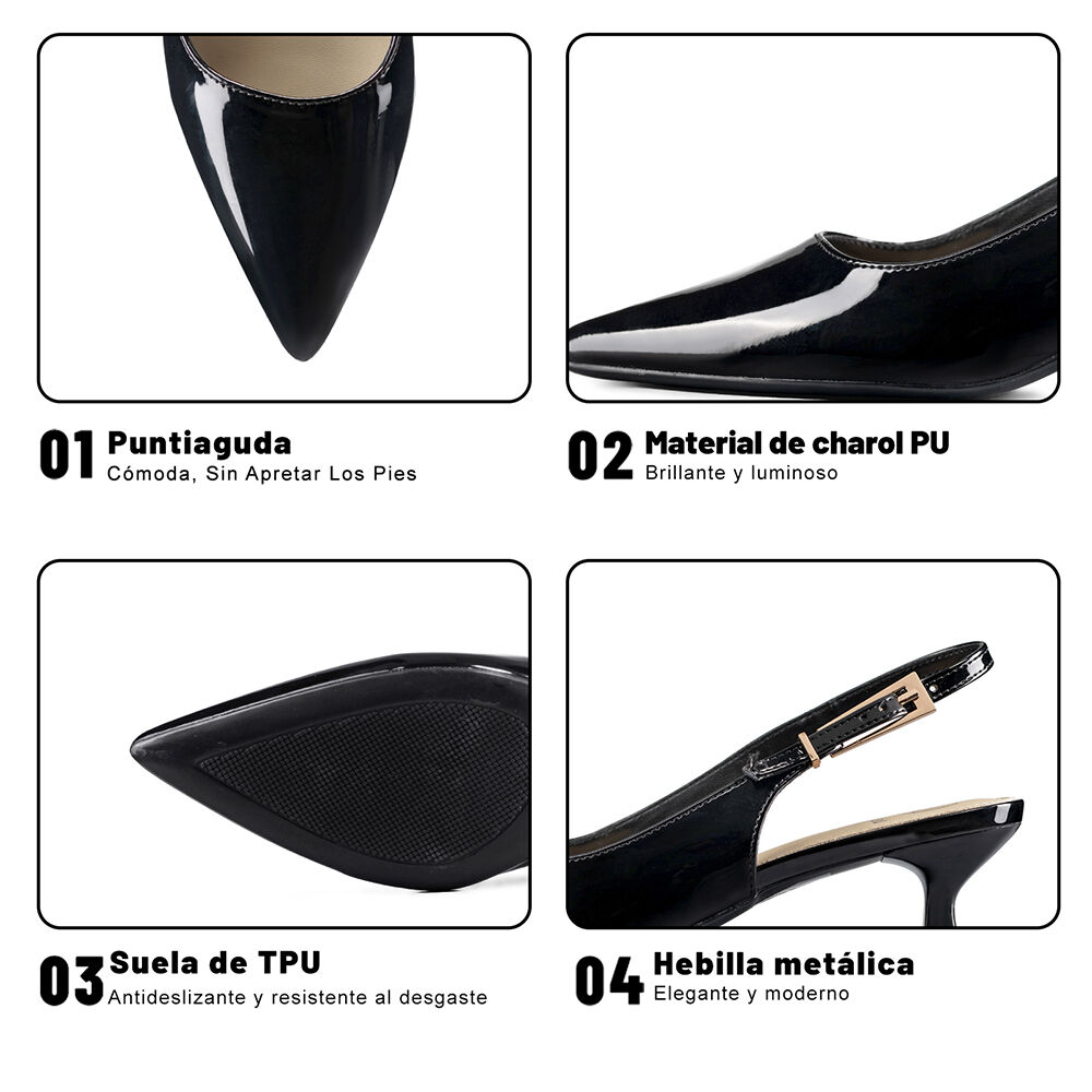 Zapato Taco Talón Abierto Simil Charol Mujer Weide Ghe37 image number 7.0