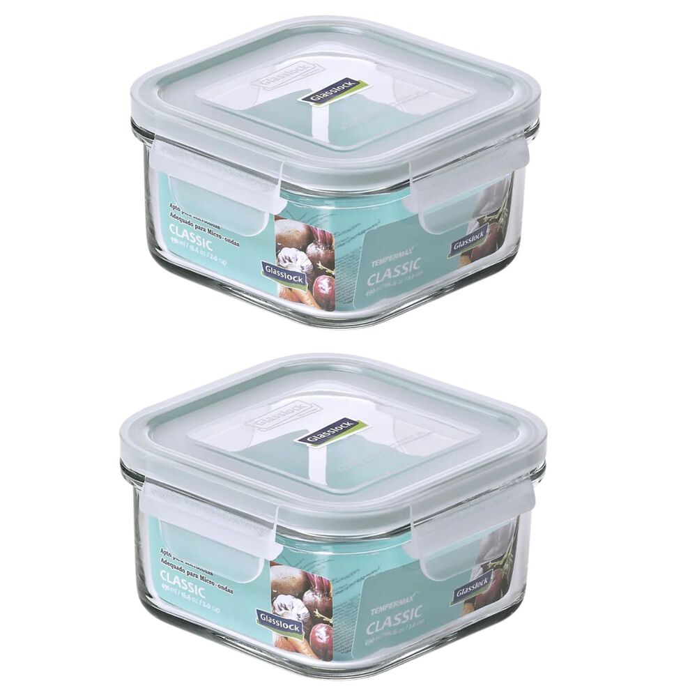 Pack 2 Contenedores Vidrio Hermetico Cuad 490ml Glasslock image number 0.0