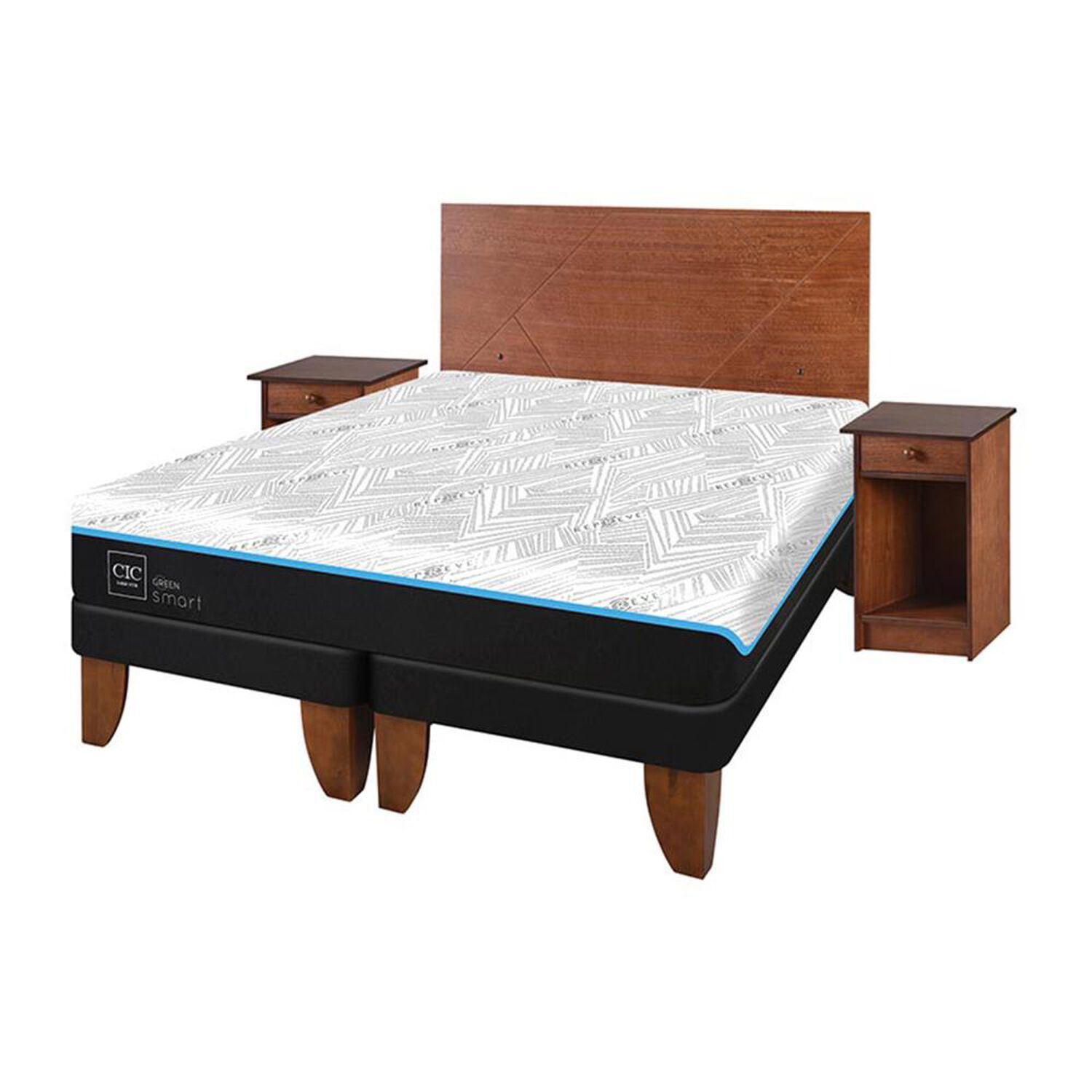 Cama Europea Cic Green Infinity / 2 Plazas / Base Dividida + Set De Maderas image number 1.0